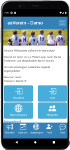 Vereins-App - Startseite Beispiel